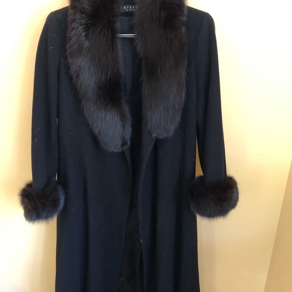 Long Black coat with fur trim